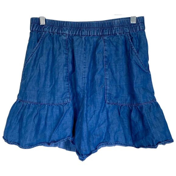 CURRENT AIR Chambray Tiered Shorts Size Medium Flowy Summer Tencel - Picture 2 of 7